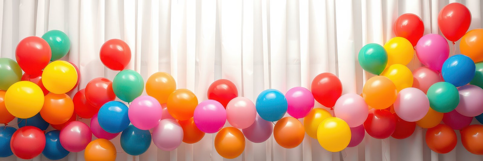 Colorful balloons create a festive atmosphere for a celebration or party decoration backdrop